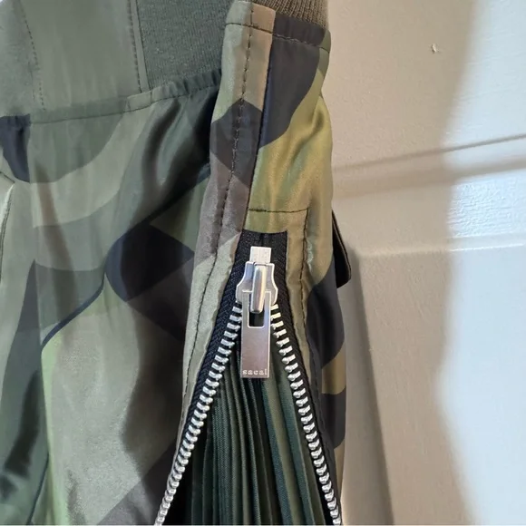 SACAI X Kaws Skirt Camo Pleated Designer Green $975 - Picture 5 of 11